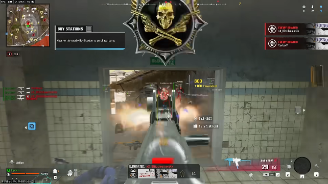 Warzone ESP box overlay at Train Wreck with Peacekeeper Mk2 and 36m distance tag